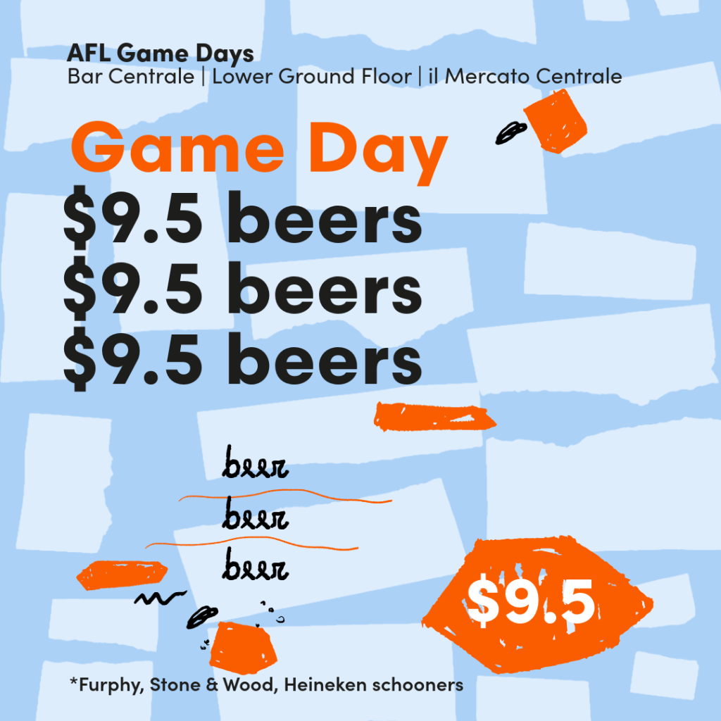 $9.50 Schooners on AFL game days, in Melbourne CBD